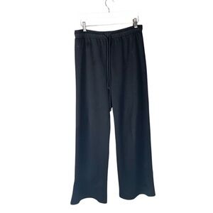 Zara High Rise Wide Leg Comfy Tie Cotton Pants L Black Pre-Owned Excellent